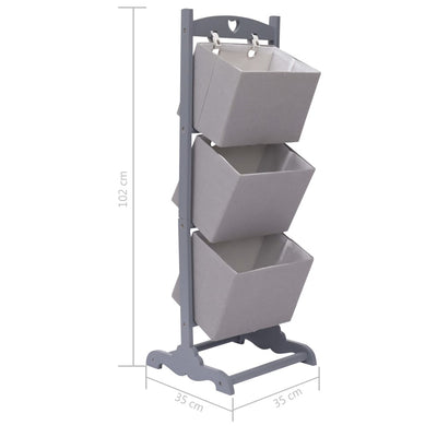 vidaXL 3-Layer Basket Rack Dark Grey 35x35x102 cm Wood