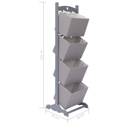 vidaXL 4-Layer Basket Rack Flower 35x35x125 cm Wood