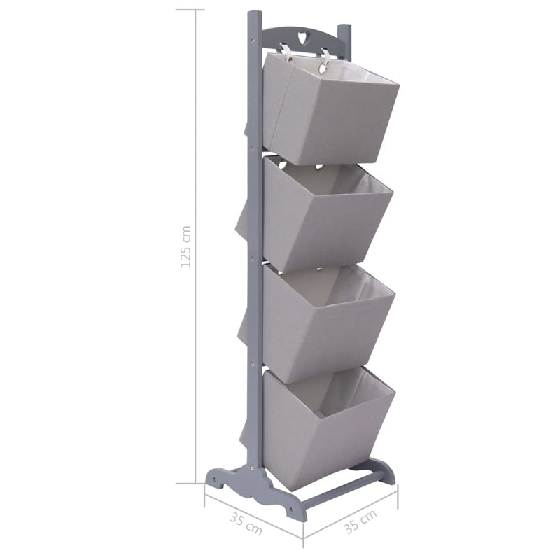 vidaXL 4-Layer Basket Rack Flower 35x35x125 cm Wood