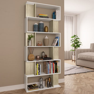 vidaXL Book Cabinet/Room Divider Sonoma Oak 80x24x192 cm Engineered Wood
