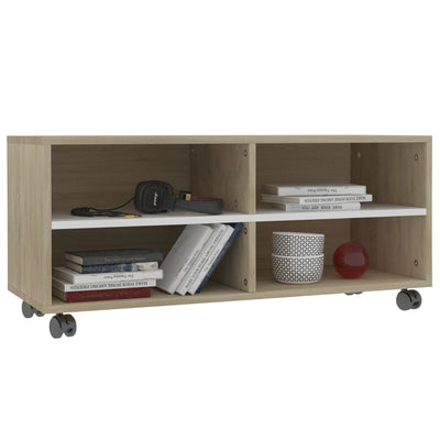 vidaXL TV Cabinet with Castors Sonoma Oak 90x35x35 cm Engineered Wood