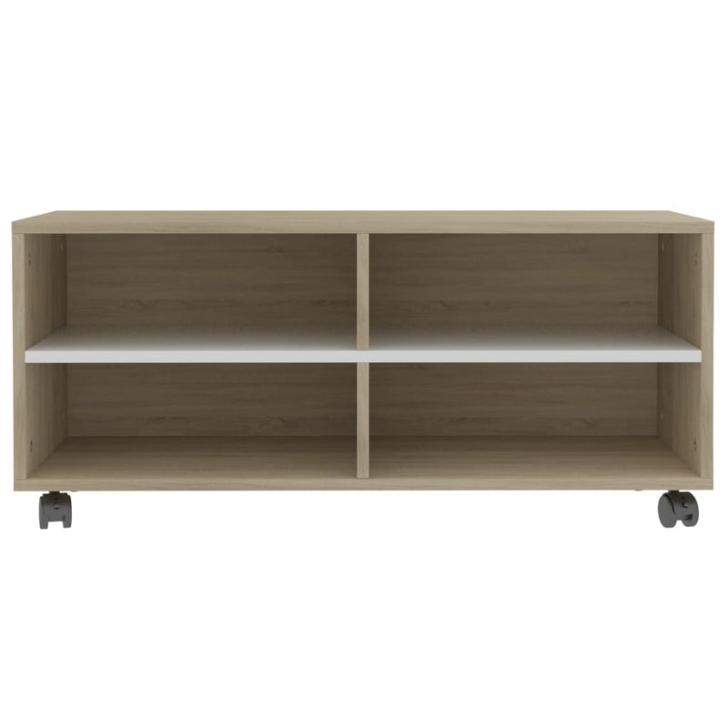 vidaXL TV Cabinet with Castors Sonoma Oak 90x35x35 cm Engineered Wood