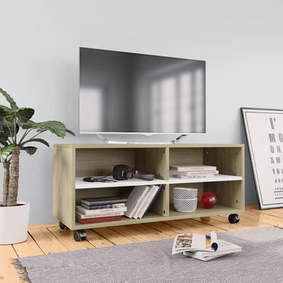 vidaXL TV Cabinet with Castors Sonoma Oak 90x35x35 cm Engineered Wood