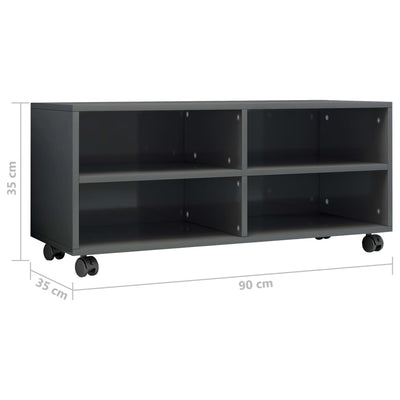 vidaXL TV Cabinet with Castors Sonoma Oak 90x35x35 cm Engineered Wood