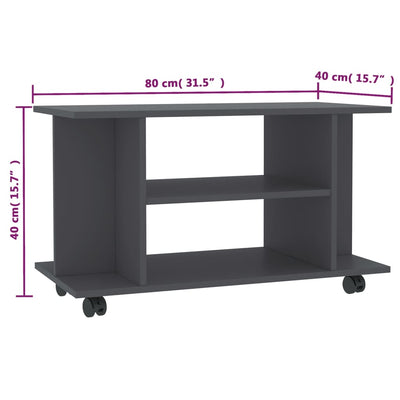 vidaXL TV Cabinet with Castors Sonoma Oak 80x40x45 cm Engineered Wood