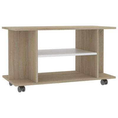 vidaXL TV Cabinet with Castors Sonoma Oak 80x40x45 cm Engineered Wood