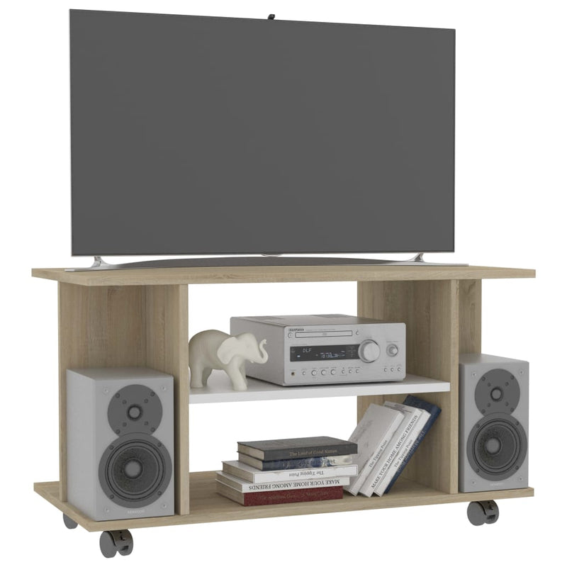 vidaXL TV Cabinet with Castors Sonoma Oak 80x40x45 cm Engineered Wood