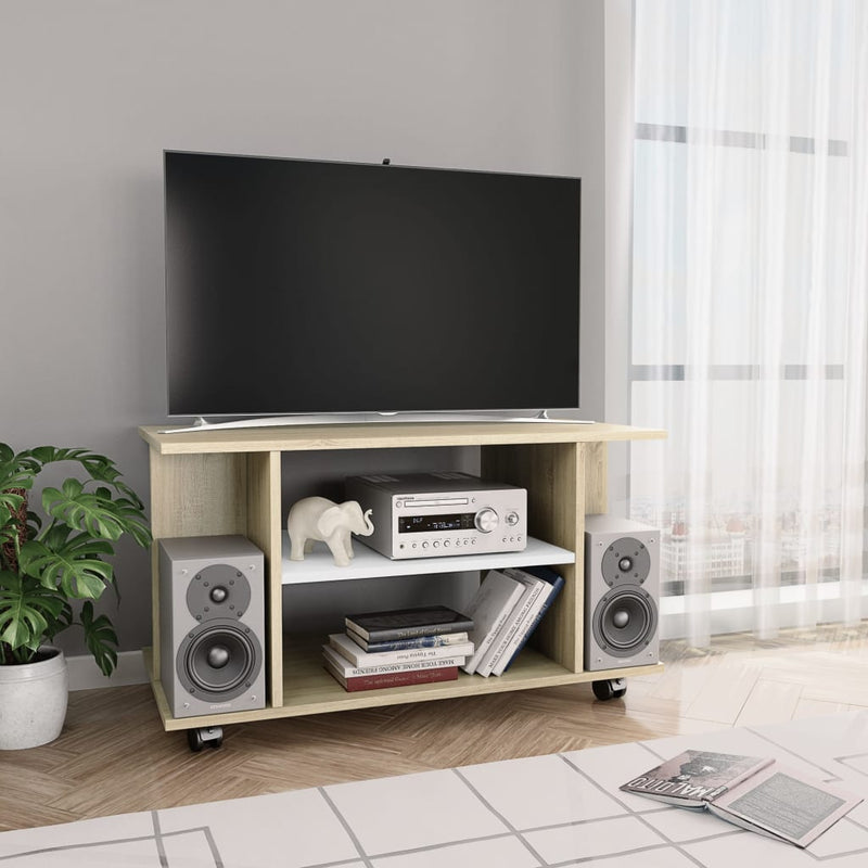 vidaXL TV Cabinet with Castors Sonoma Oak 80x40x45 cm Engineered Wood