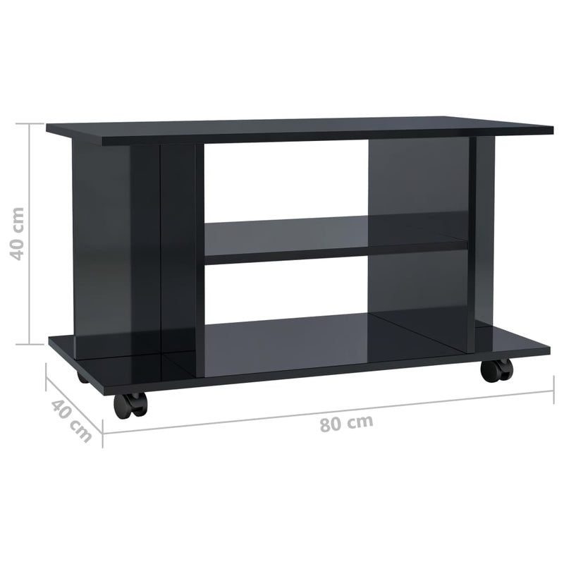 vidaXL TV Cabinet with Castors Sonoma Oak 80x40x45 cm Engineered Wood