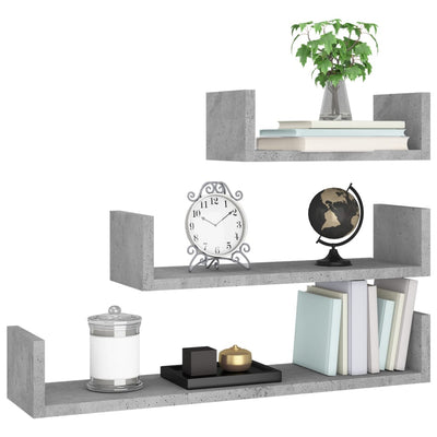 vidaXL Wall Display Shelf 3 pcs Sonoma Oak Engineered Wood