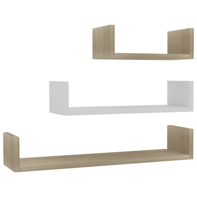 vidaXL Wall Display Shelf 3 pcs Sonoma Oak Engineered Wood