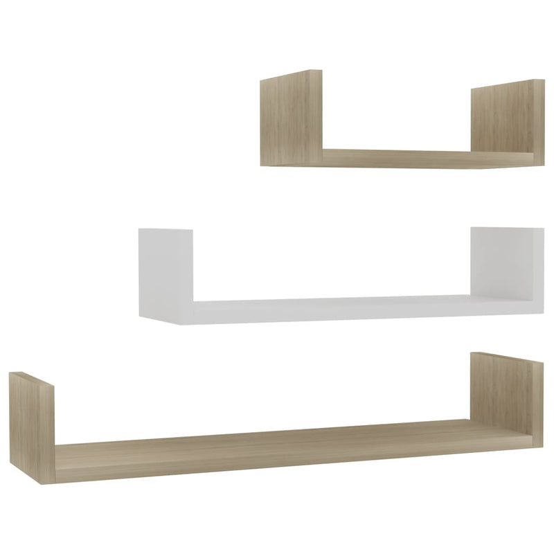 vidaXL Wall Display Shelf 3 pcs Sonoma Oak Engineered Wood
