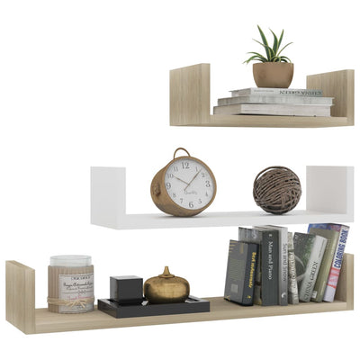 vidaXL Wall Display Shelf 3 pcs Sonoma Oak Engineered Wood