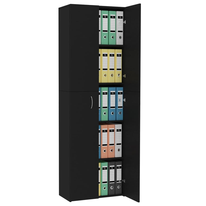 vidaXL Office Cabinet Black 60x32x190 cm Engineered Wood