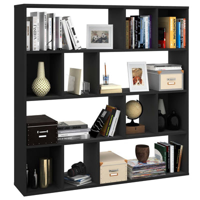 vidaXL Room Divider/Book Cabinet High Gloss Black 110x24x110 cm Engineered Wood
