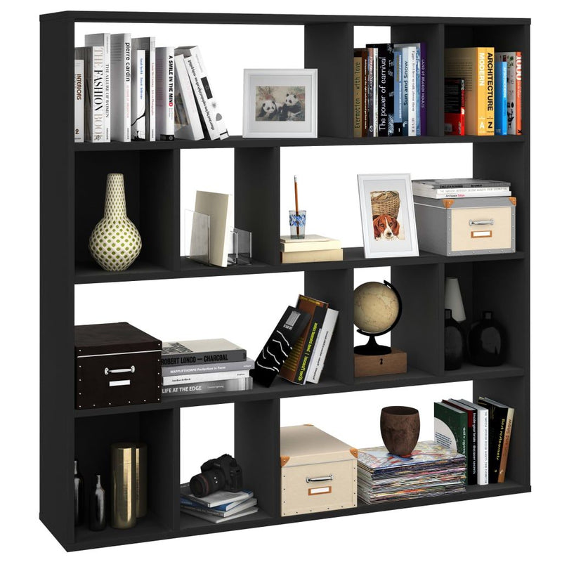 vidaXL Room Divider/Book Cabinet High Gloss Black 110x24x110 cm Engineered Wood