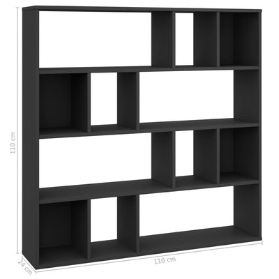 vidaXL Room Divider/Book Cabinet High Gloss Black 110x24x110 cm Engineered Wood