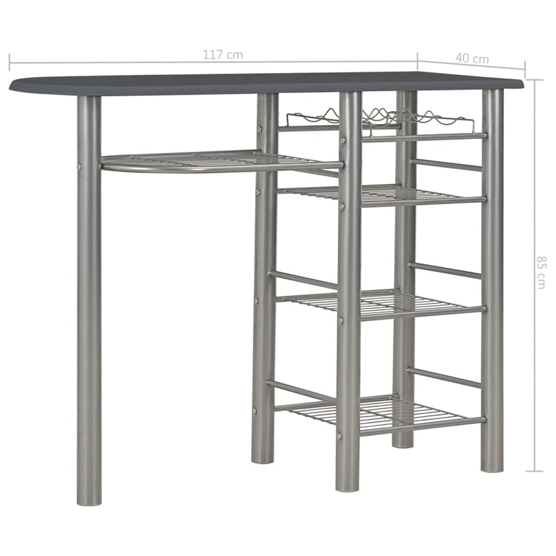 vidaXL 3 Piece Bar Set with Shelves Wood and Steel Black