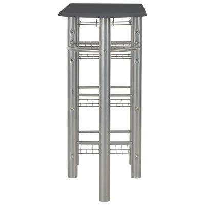 vidaXL 3 Piece Bar Set with Shelves Wood and Steel Black