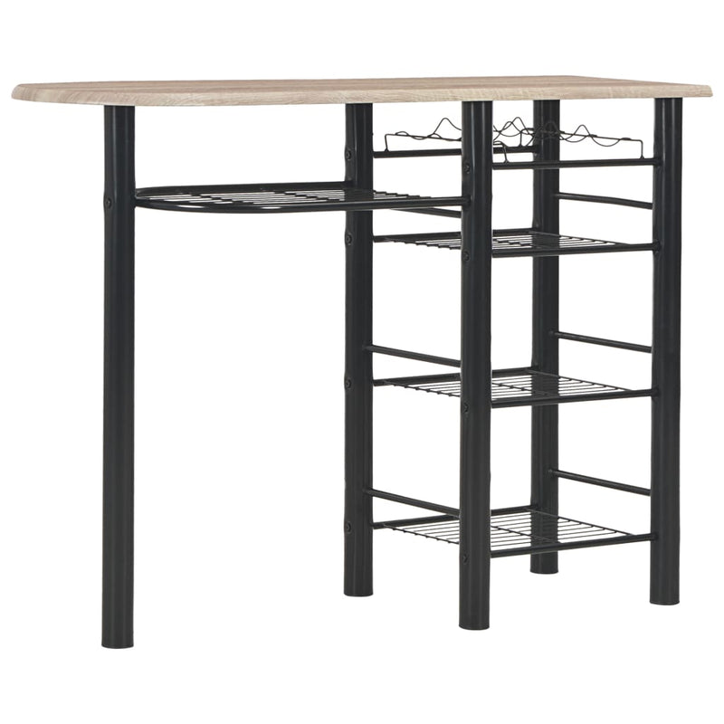 vidaXL 3 Piece Bar Set with Shelves Wood and Steel Black
