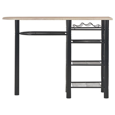 vidaXL 3 Piece Bar Set with Shelves Wood and Steel Black