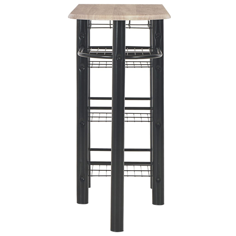 vidaXL 3 Piece Bar Set with Shelves Wood and Steel Black