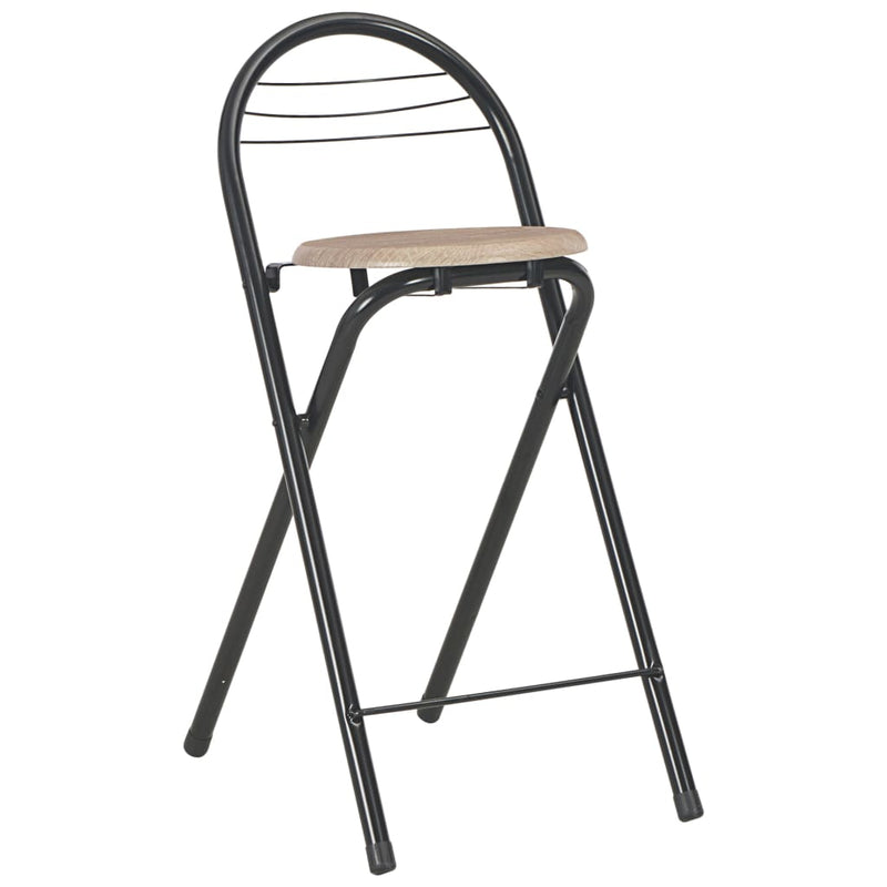 vidaXL 3 Piece Bar Set with Shelves Wood and Steel Black