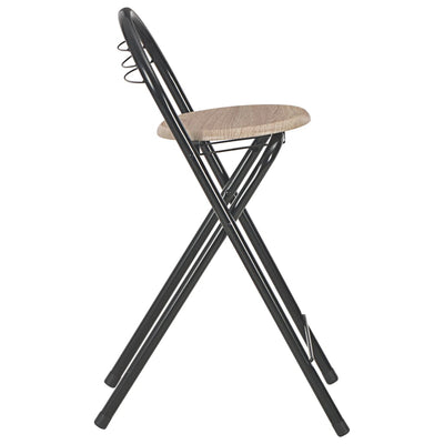 vidaXL 3 Piece Bar Set with Shelves Wood and Steel Black