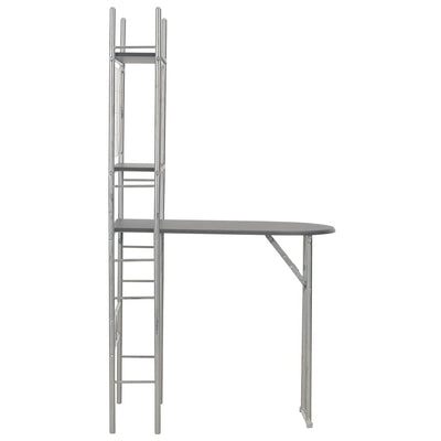 vidaXL 3 Piece Folding Dining Set with Storage Rack MDF and Steel Black