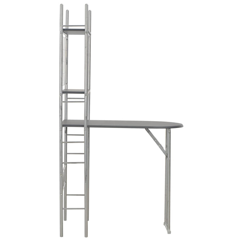 vidaXL 3 Piece Folding Dining Set with Storage Rack MDF and Steel Black