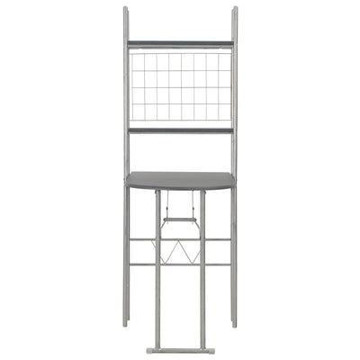 vidaXL 3 Piece Folding Dining Set with Storage Rack MDF and Steel Black