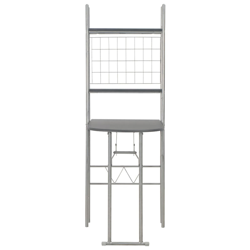 vidaXL 3 Piece Folding Dining Set with Storage Rack MDF and Steel Black