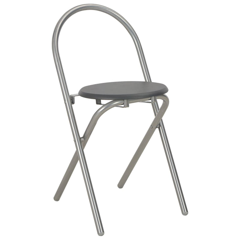 vidaXL 3 Piece Folding Dining Set with Storage Rack MDF and Steel Black