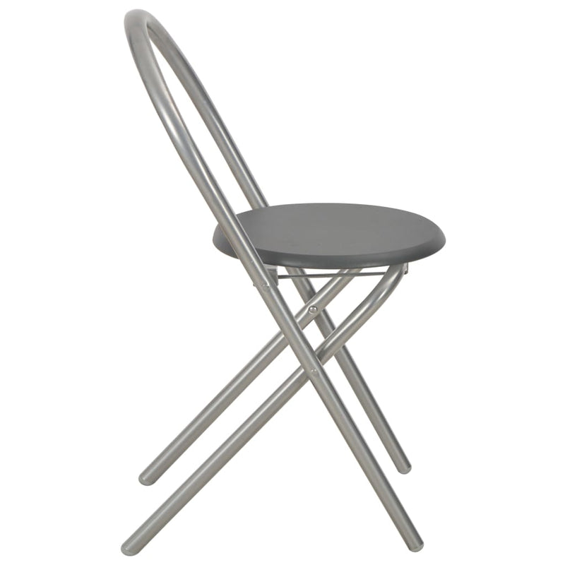 vidaXL 3 Piece Folding Dining Set with Storage Rack MDF and Steel Black