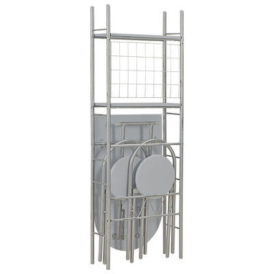 vidaXL 3 Piece Folding Dining Set with Storage Rack MDF and Steel Black