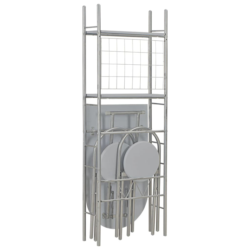 vidaXL 3 Piece Folding Dining Set with Storage Rack MDF and Steel Black