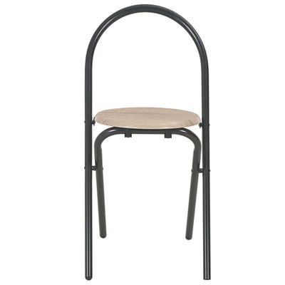 vidaXL 3 Piece Folding Dining Set with Storage Rack MDF and Steel Black