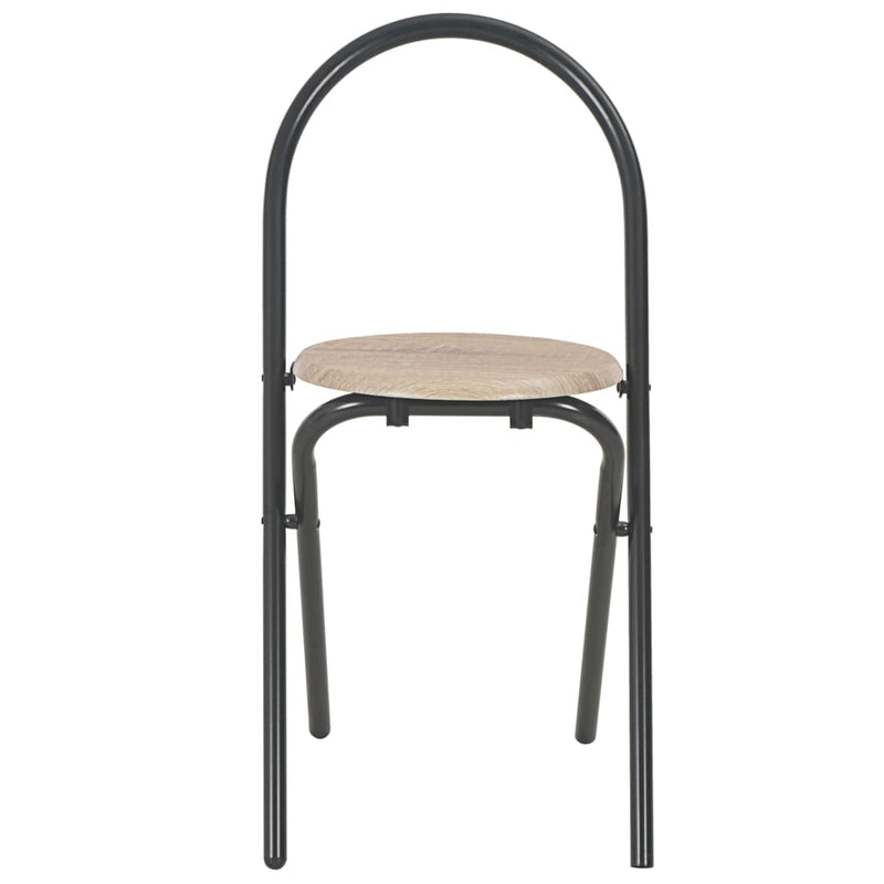 vidaXL 3 Piece Folding Dining Set with Storage Rack MDF and Steel Black