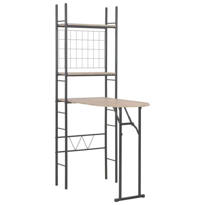 vidaXL 3 Piece Folding Dining Set with Storage Rack MDF and Steel Black