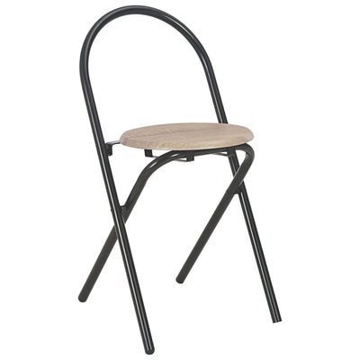 vidaXL 3 Piece Folding Dining Set with Storage Rack MDF and Steel Black