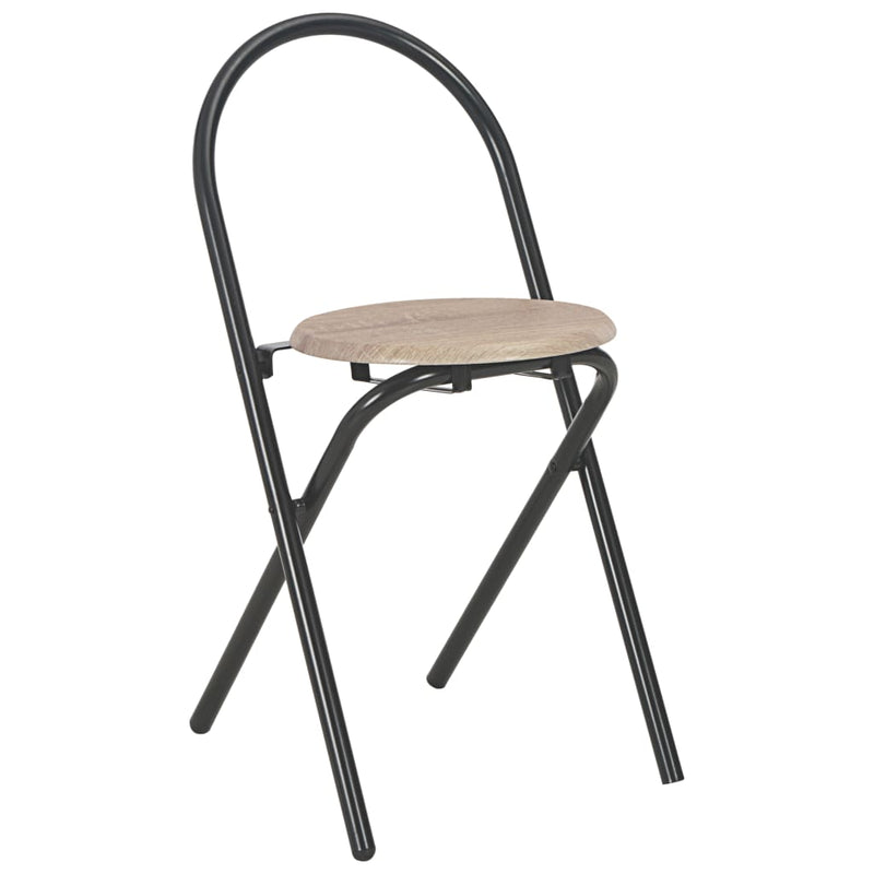 vidaXL 3 Piece Folding Dining Set with Storage Rack MDF and Steel Black