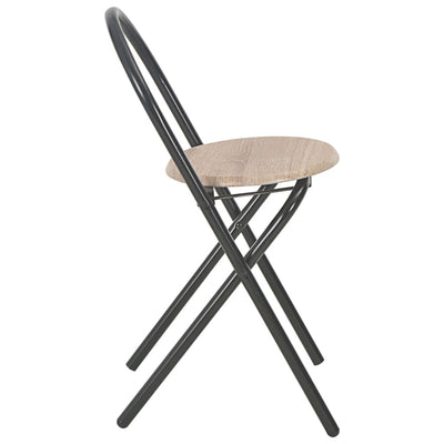 vidaXL 3 Piece Folding Dining Set with Storage Rack MDF and Steel Black