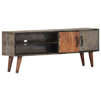 vidaXL TV Cabinet Grey 130x30x46 cm Solid Rough Mango Wood