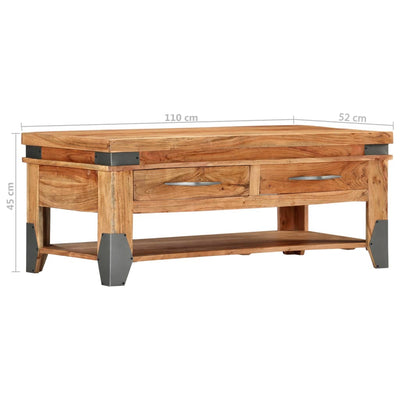 vidaXL Coffee Table 110x52x45 cm Solid Wood Acacia