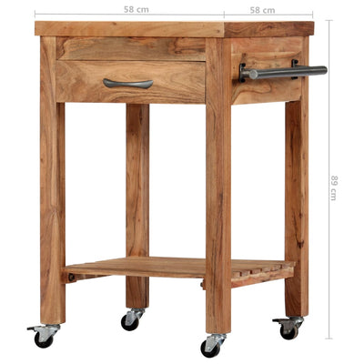 vidaXL Kitchen Trolley 58x58x89 cm Solid Acacia Wood