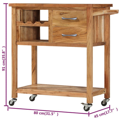 vidaXL Kitchen Trolley 80x45x91 cm Solid Acacia Wood