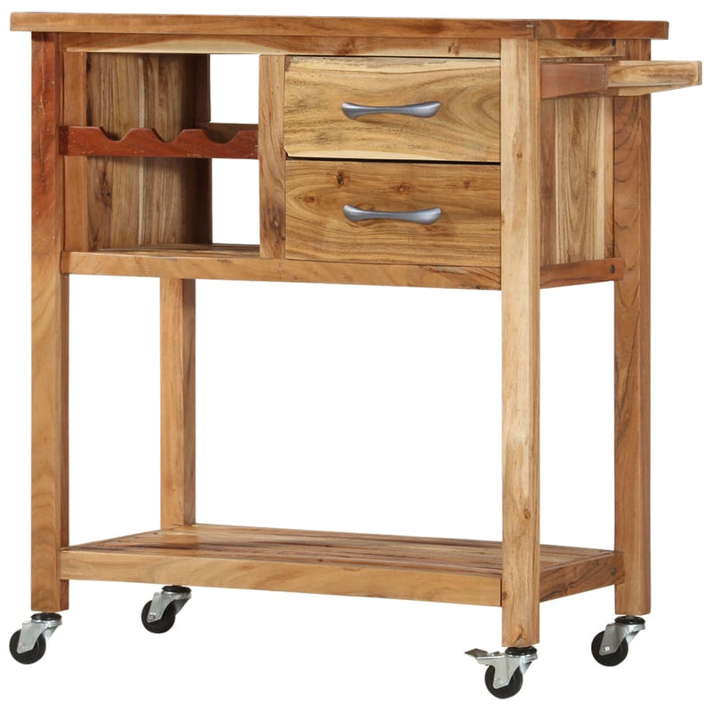 vidaXL Kitchen Trolley 80x45x91 cm Solid Acacia Wood