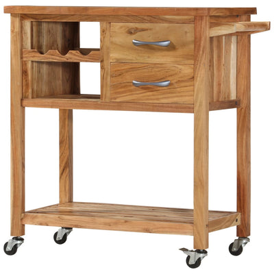 vidaXL Kitchen Trolley 80x45x91 cm Solid Acacia Wood