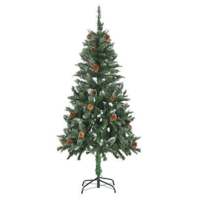 vidaXL Artificial Christmas Tree with Pine Cones and White Glitter 210 cm