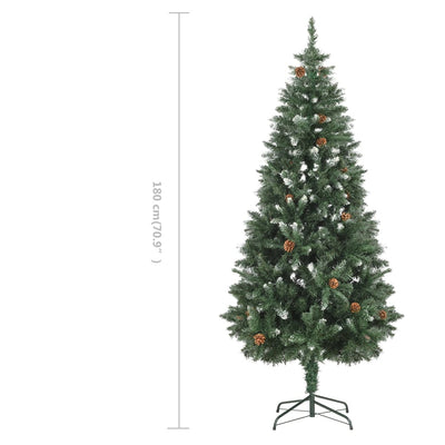 vidaXL Artificial Christmas Tree with Pine Cones and White Glitter 210 cm